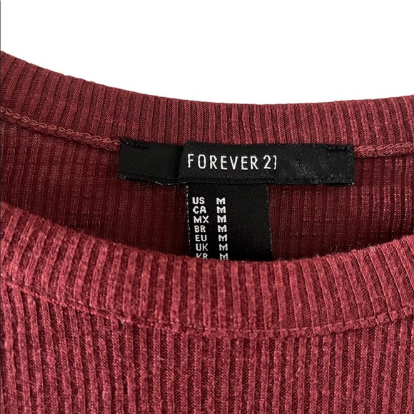 Forever 21 Burgundy Lace Cutout Long Sleeved Knit Top - Picture 5 of 5